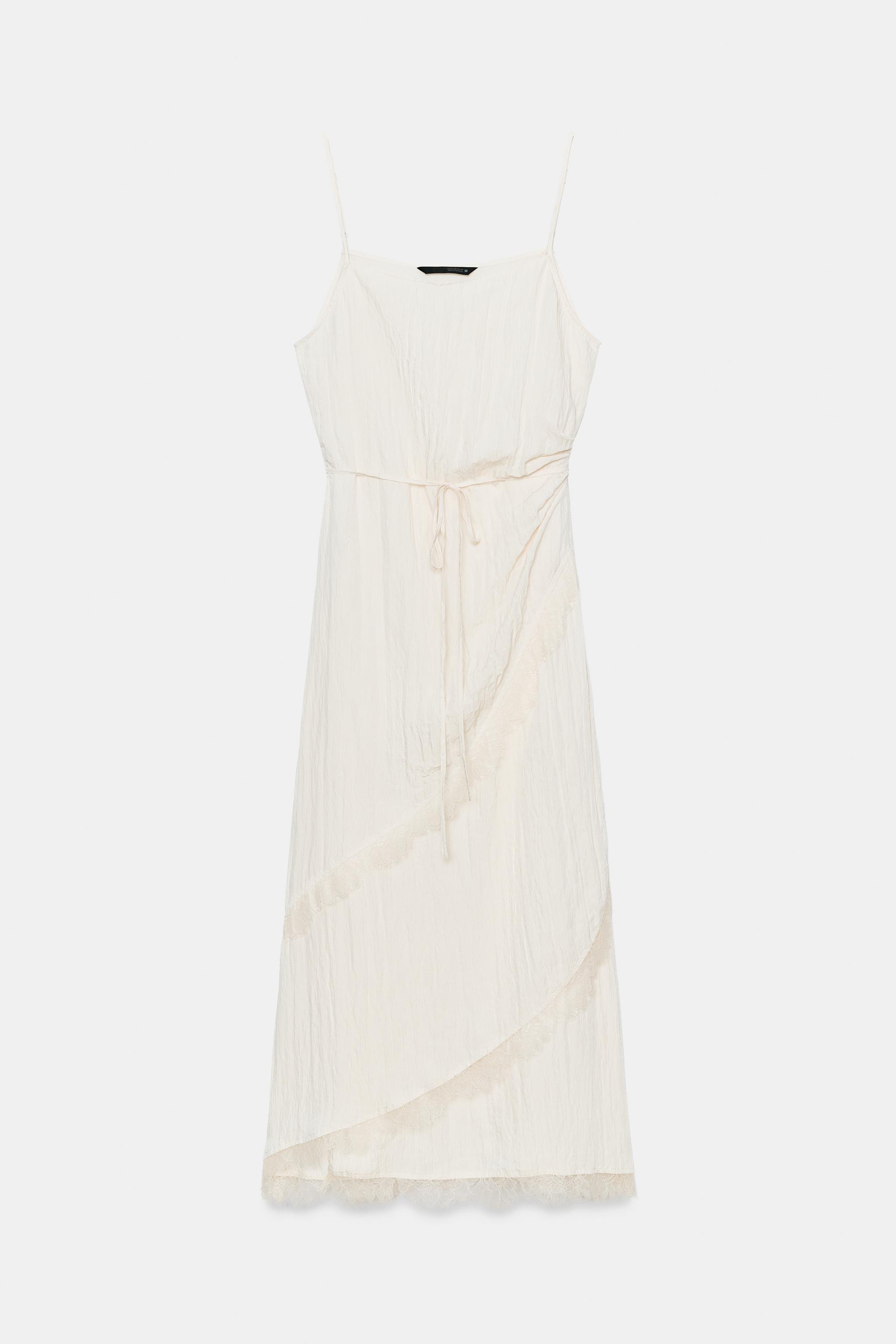 LACE TRIM MIDI SLIP DRESS